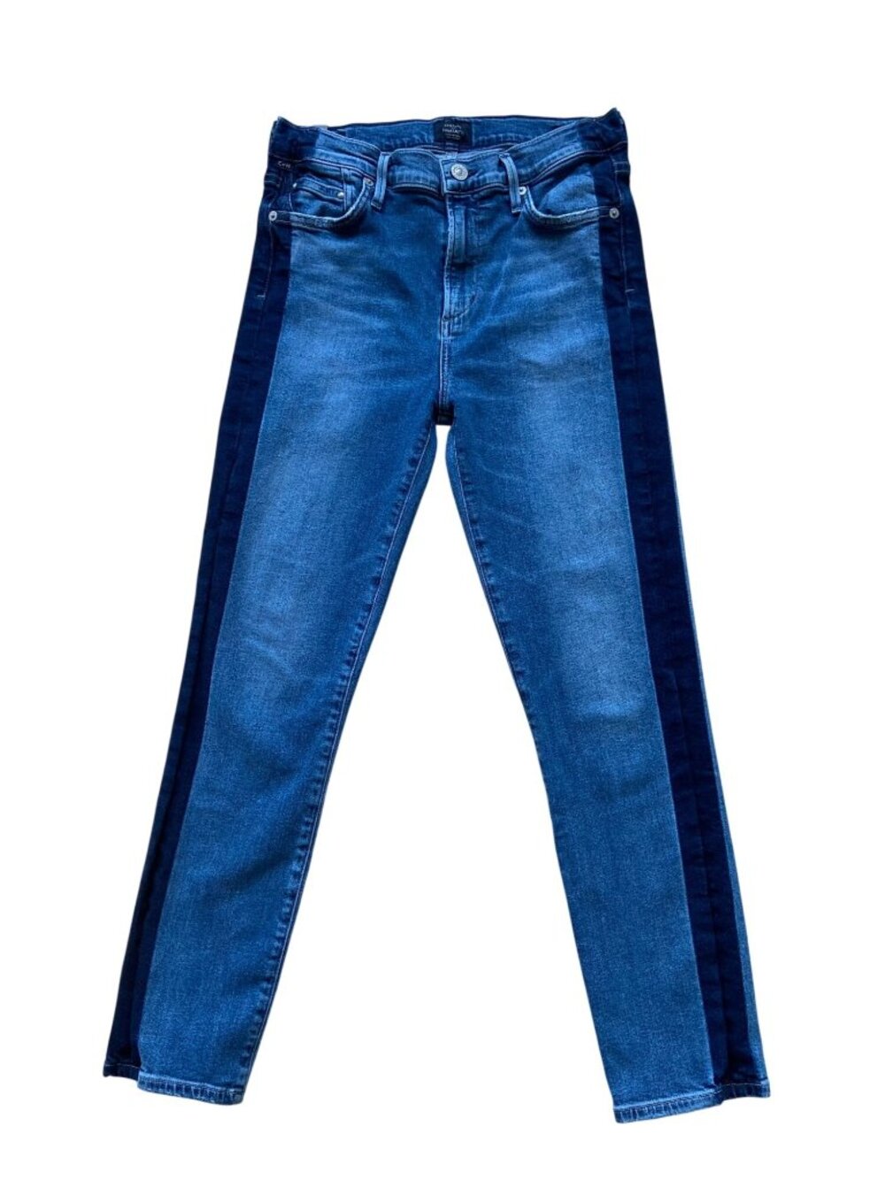 Citizens Of Humanity Rocket Crop High-Rise Skinny Jeans With Dark Side Panels Si